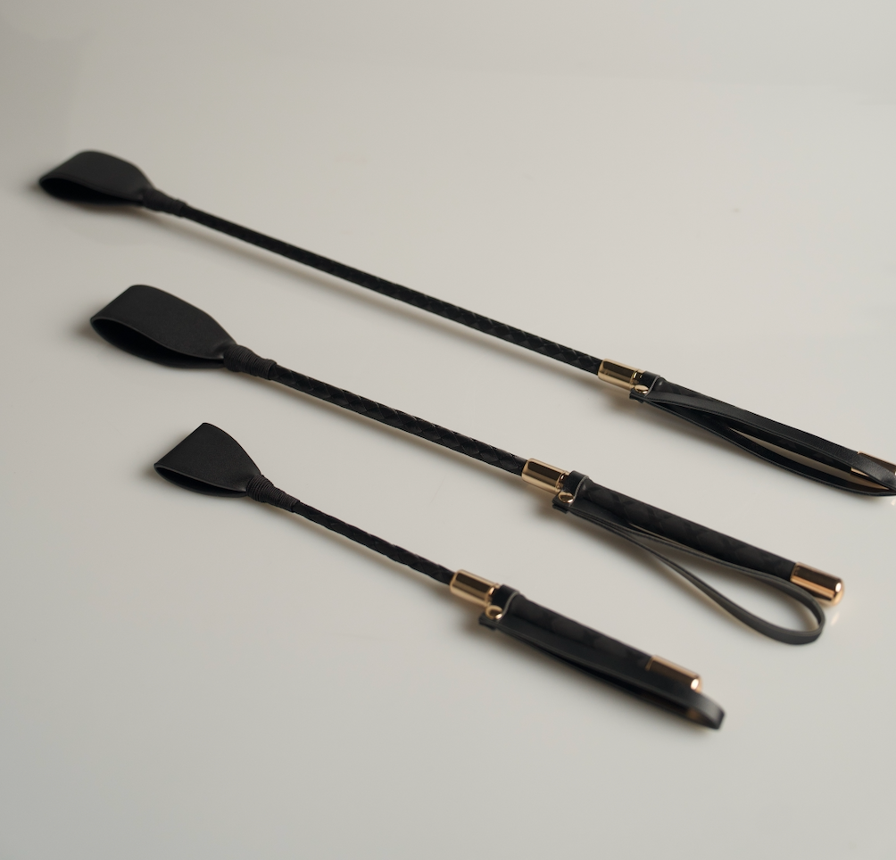 BDSM Set: 3 Leather Whips for Impact Play & Spanking