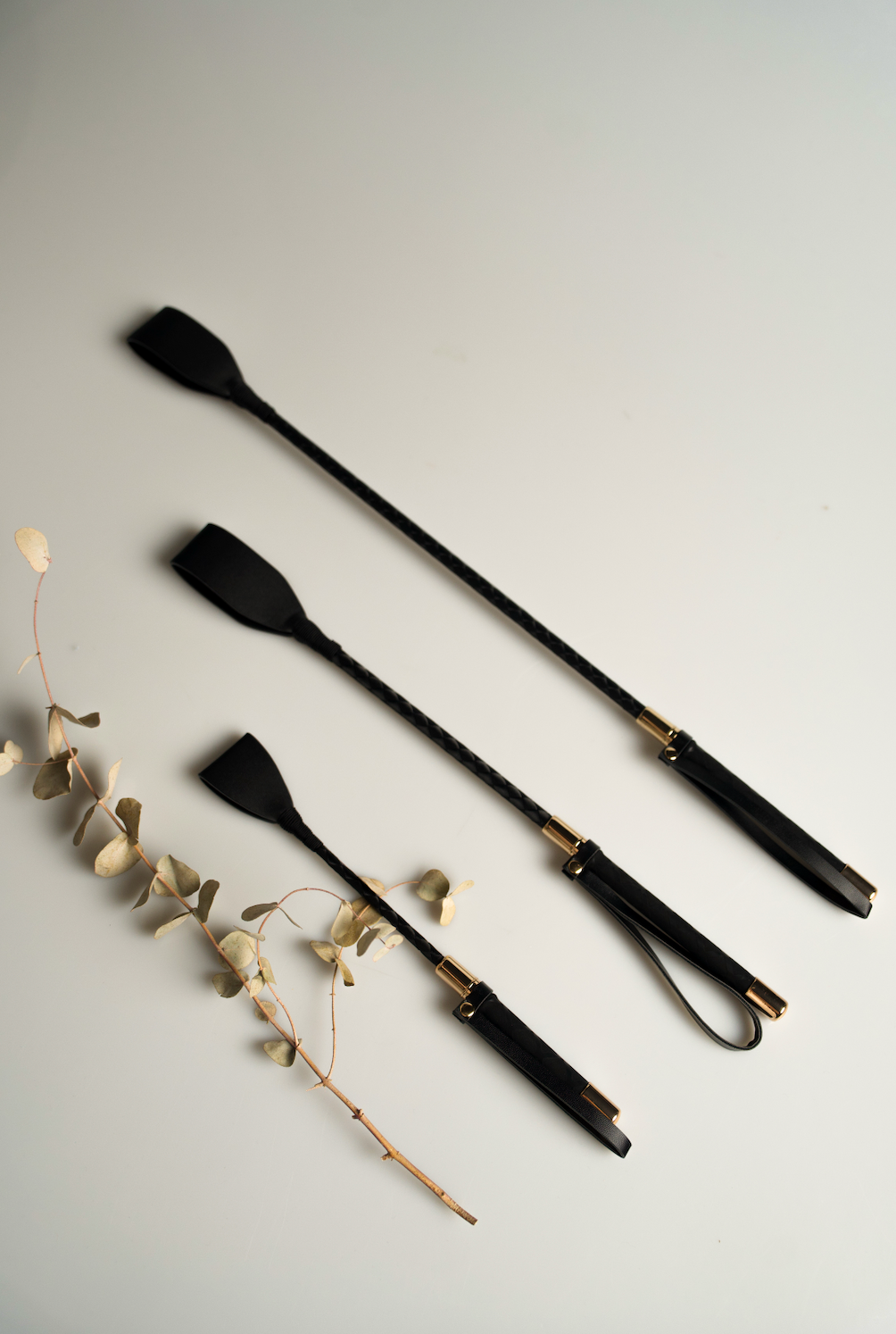 BDSM Set: 3 Leather Whips for Impact Play & Spanking