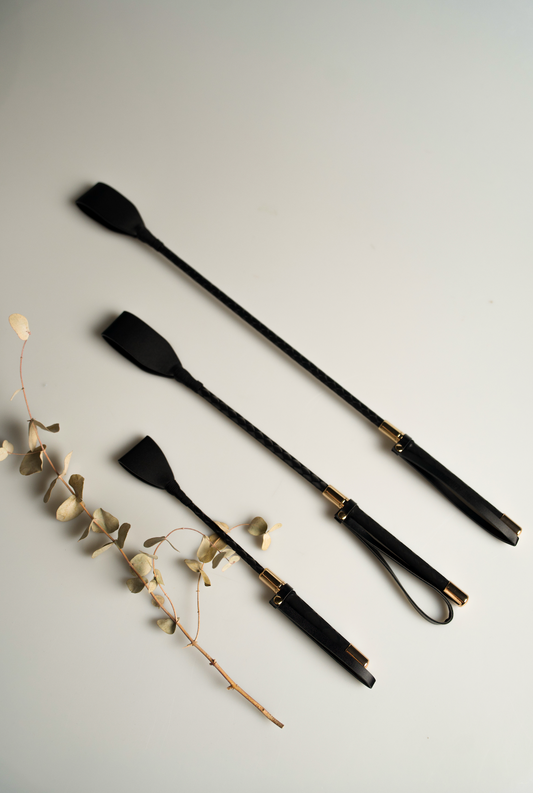 BDSM Set: 3 Leather Whips for Impact Play & Spanking