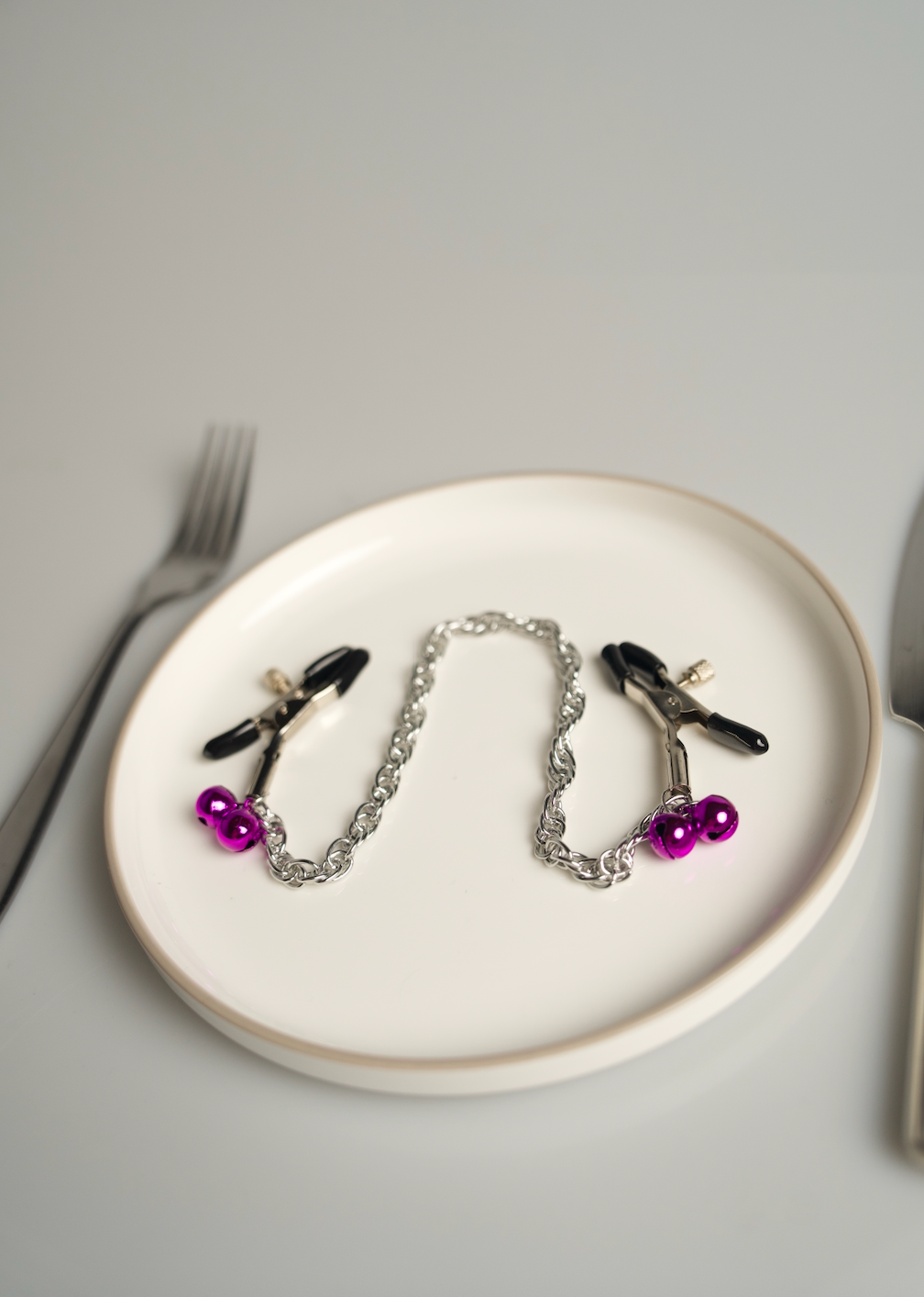 Adjustable Nipple Clamps with Chain & Bells: BDSM Nipple Jewelry, Fetish Play Accessory